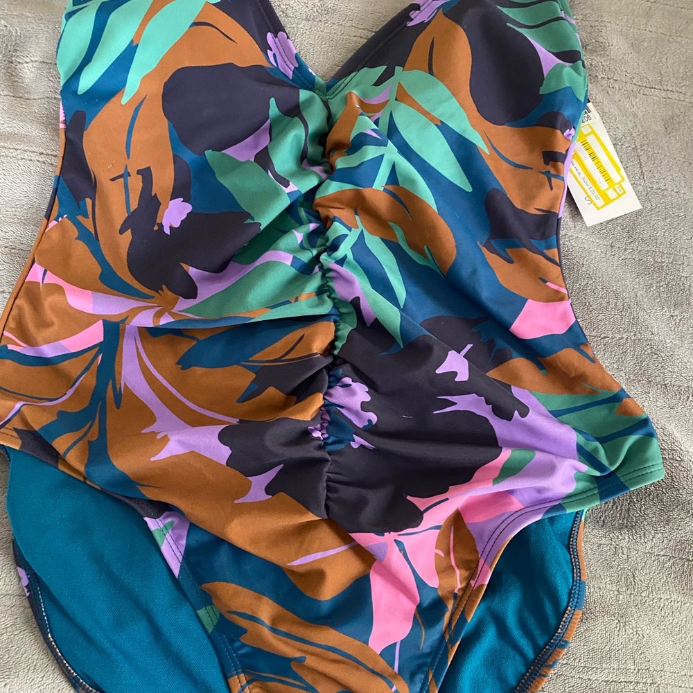 Shade & Shore Teal Floral One-Piece Swimsuit